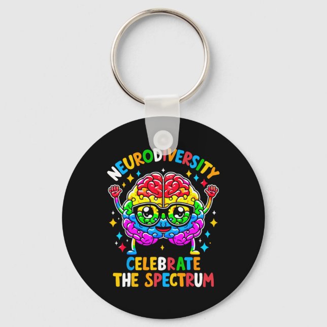 Neurodiversity Brain Autism Awareness  Key Ring (Front)