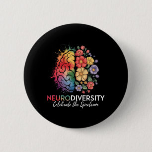 Neurodiversity Brain Floral Celebrate The Spectrum 6 Cm Round Badge