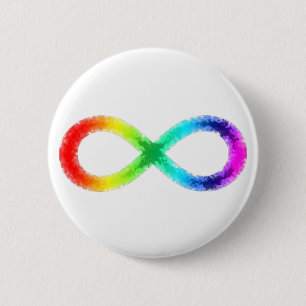 Neurodiversity button, white 6 cm round badge