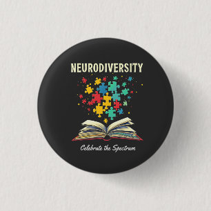 Neurodiversity Celebrate the Spectrum Book Autism 3 Cm Round Badge