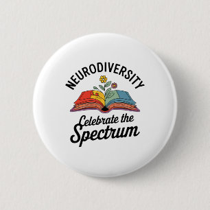 Neurodiversity Celebrate The Spectrum Book Autism 6 Cm Round Badge
