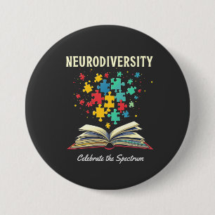 Neurodiversity Celebrate the Spectrum Book Autism 7.5 Cm Round Badge