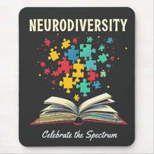 Neurodiversity Celebrate the Spectrum Book Autism Mouse Pad