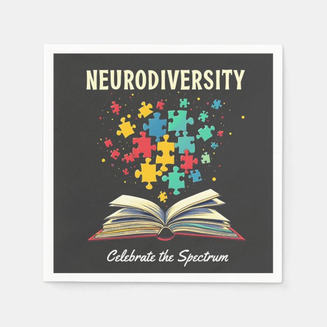 Neurodiversity Celebrate the Spectrum Book Autism  Napkin (Front)