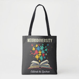 Neurodiversity Celebrate the Spectrum Book Autism  Tote Bag