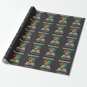 Neurodiversity Celebrate the Spectrum Book Autism Wrapping Paper