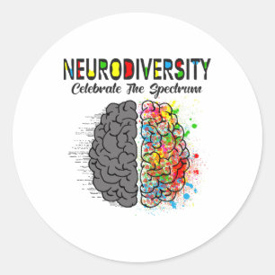Neurodiversity Celebrate The Spectrum Brain Autism Classic Round Sticker