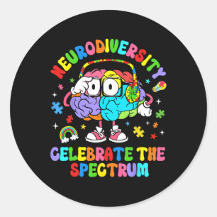 Neurodiversity Celebrate The Spectrum Brain Autism Classic Round Sticker