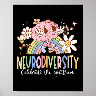 Neurodiversity Celebrate The Spectrum Brain Autism Poster