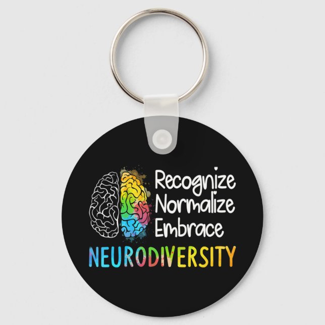Neurodiversity, Celebrate the Spectrum. The brain  Key Ring (Front)