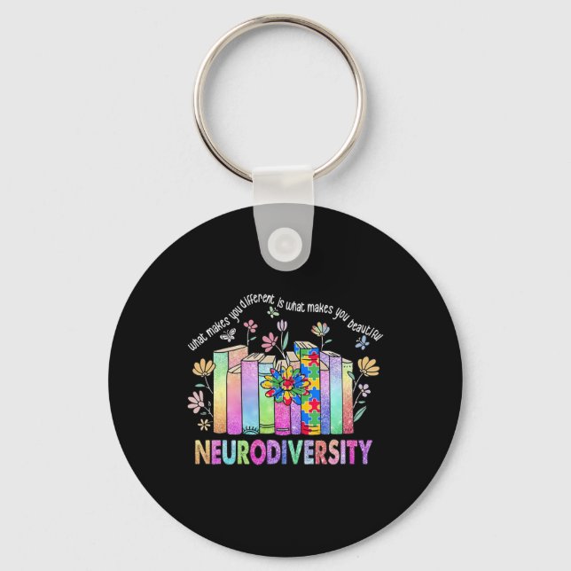 Neurodiversity Different Is Beautiful Autism Aware Key Ring (Front)