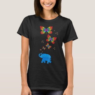 Neurodiversity Elephant Butterfly Autism Awareness T-Shirt