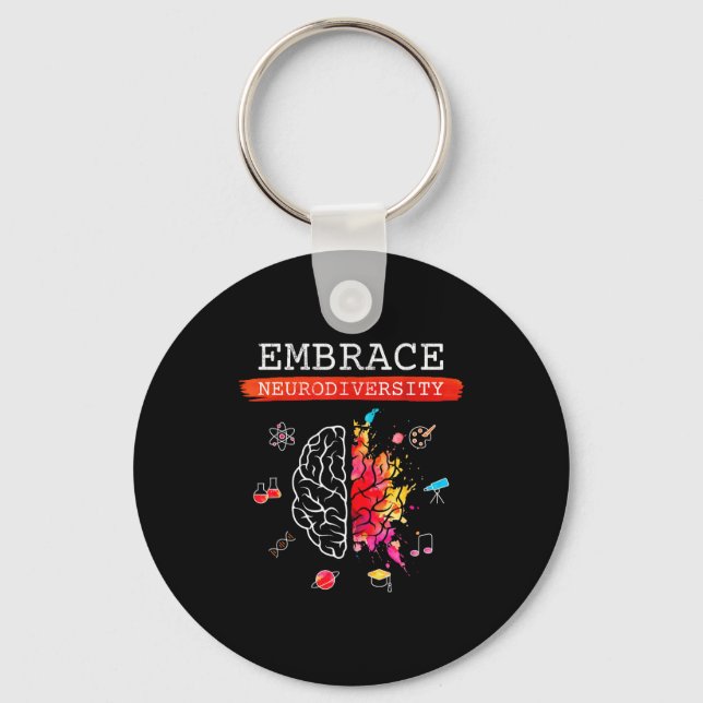 Neurodiversity Embrace Adhd Autism Asd Awareness G Key Ring (Front)