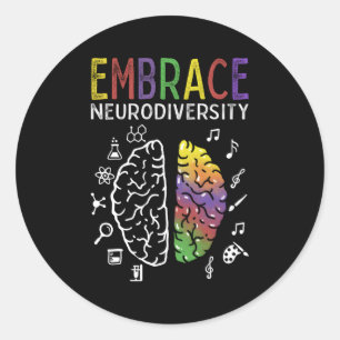 Neurodiversity Embrace Adhd Autism Asd Brain Classic Round Sticker