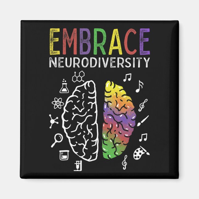Neurodiversity Embrace Adhd Autism Asd Brain  Magnet (Front)