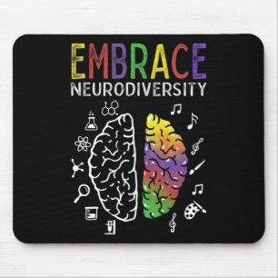 Neurodiversity Embrace Adhd Autism Asd Brain Mouse Pad
