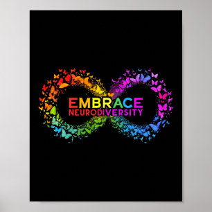 Neurodiversity Embrace Adhd Autism Asd Butterfly I Poster