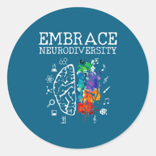 Neurodiversity Embrace Adhd Autism Asd Classic Round Sticker