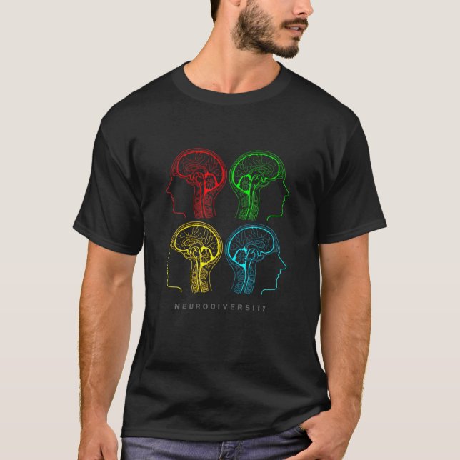 Neurodiversity For ADHD And Autism Brain Graphic T-Shirt (Front)