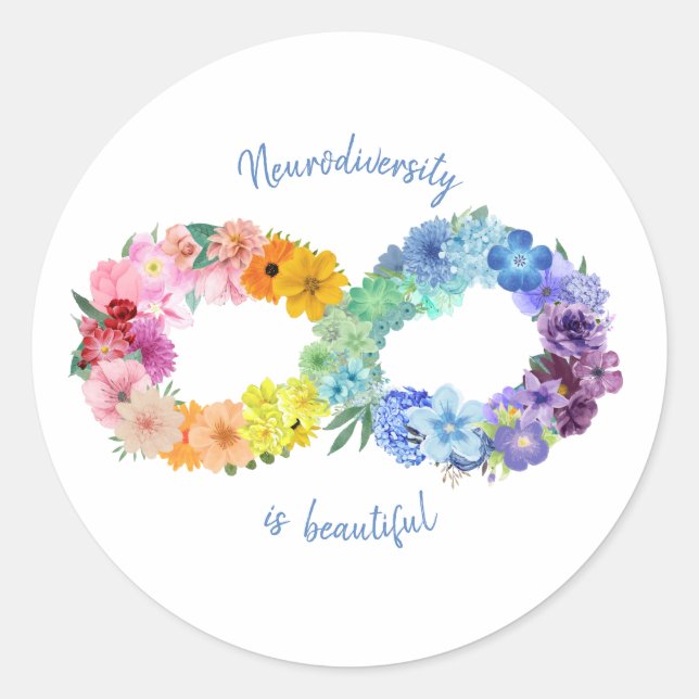 Neurodiversity is Beautiful Classic Round Sticker (Front)