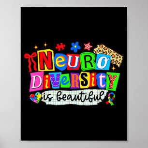 Neurodiversity is beautiful leopard funny autism poster