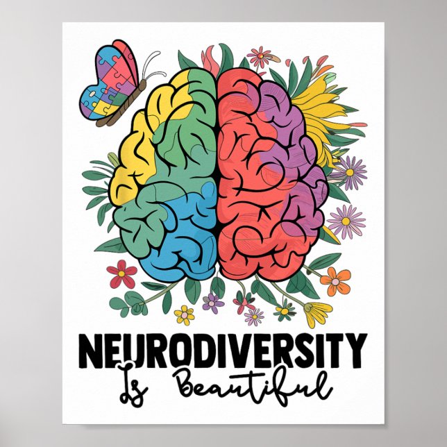 Neurodiversity Is Beautiful Sped Adhd Autism Aware Poster (Front)