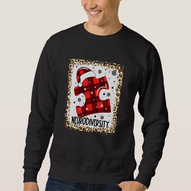 Neurodiversity Puzzle Piece Santa Autism Christmas Sweatshirt (Front)