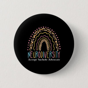 Neurodiversity Rainbow Accept Advocate Love Autism 6 Cm Round Badge