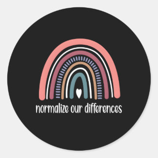 Neurodiversity Rainbow Autism Neurodivergent Adhd  Classic Round Sticker