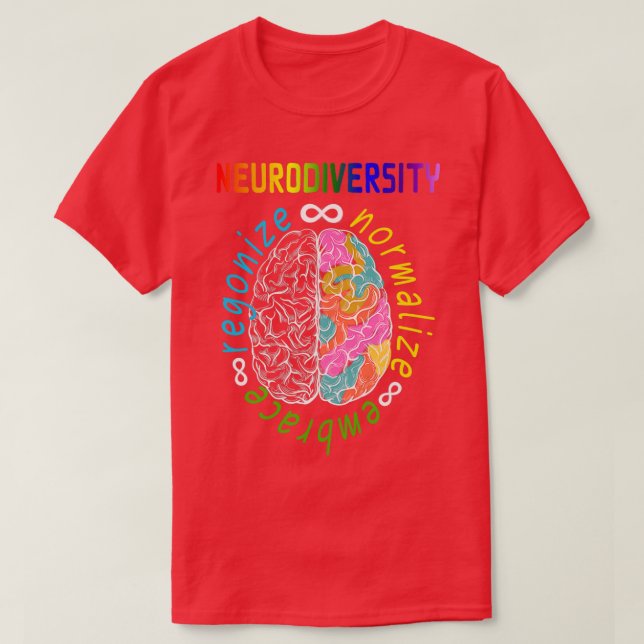 Neurodiversity recognise normalise embrace 3 T-Shirt (Design Front)