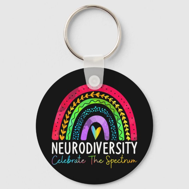Neurodiversity Shirt Autism Spectrum ASD ADHD Rain Key Ring (Front)