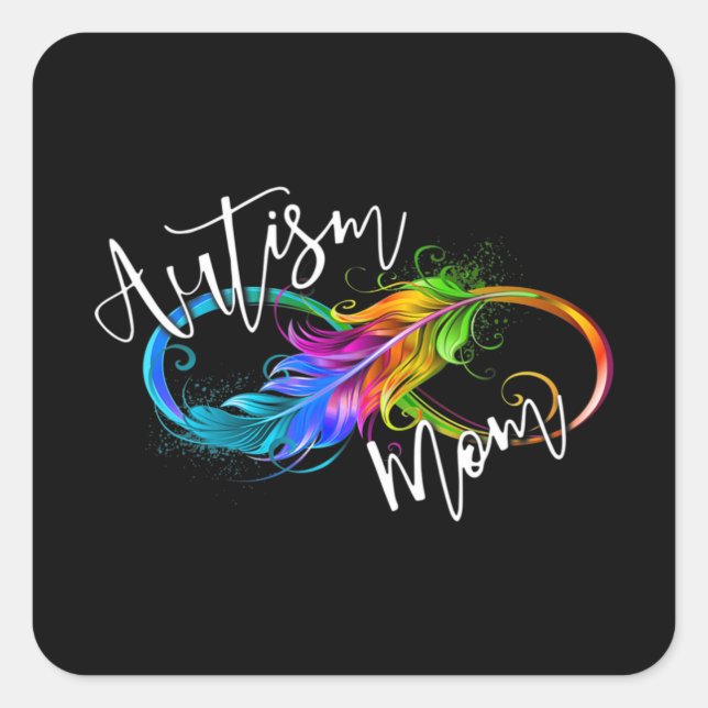 Neurodiversity Symbol Rainbow Infinity Autism Mum  Square Sticker (Front)