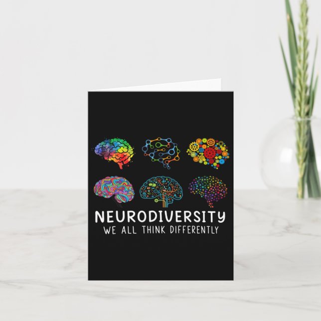 Neurodiversity We All Think Differently Brain Auti Card (Front)