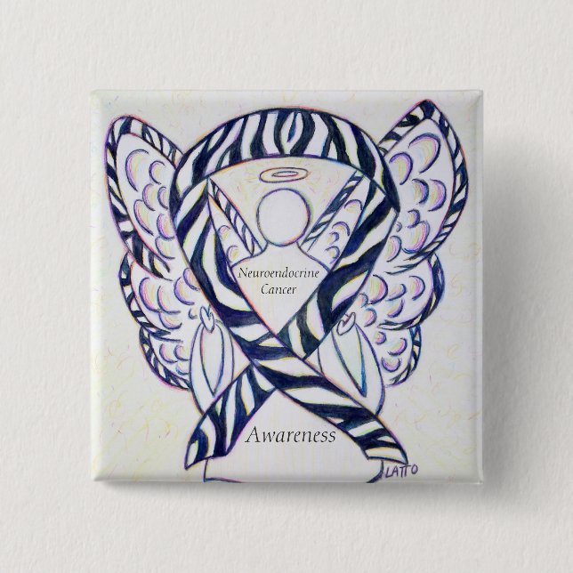 Neuroendocrine Cancer Awareness Ribbon Angel Pin (Front)