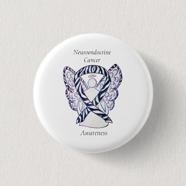 Neuroendocrine Cancer Awareness Ribbon Angel Pin (Front)
