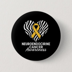 Neuroendocrine Cancer Awareness Zebra Ribbon Heart 6 Cm Round Badge