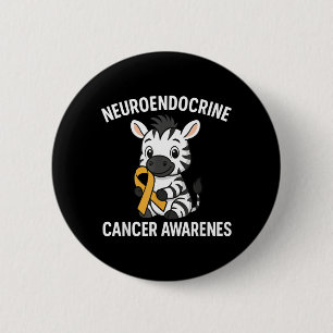 Neuroendocrine Cancer Awareness Zebra Ribbon Heart 6 Cm Round Badge