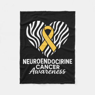 Neuroendocrine Cancer Awareness Zebra Ribbon Heart Fleece Blanket