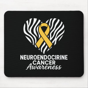 Neuroendocrine Cancer Awareness Zebra Ribbon Heart Mouse Pad