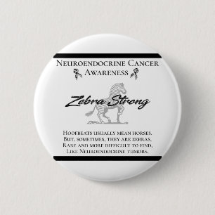 Neuroendocrine Cancer Awareness  Zebra Strong 6 Cm Round Badge