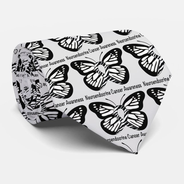 Neuroendocrine Cancer Zebra Butterfly of Hope Tie (Rolled)