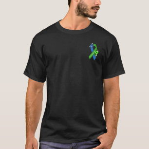 Neurofibromatosis Awareness Floral Green Blue Ribb T-Shirt