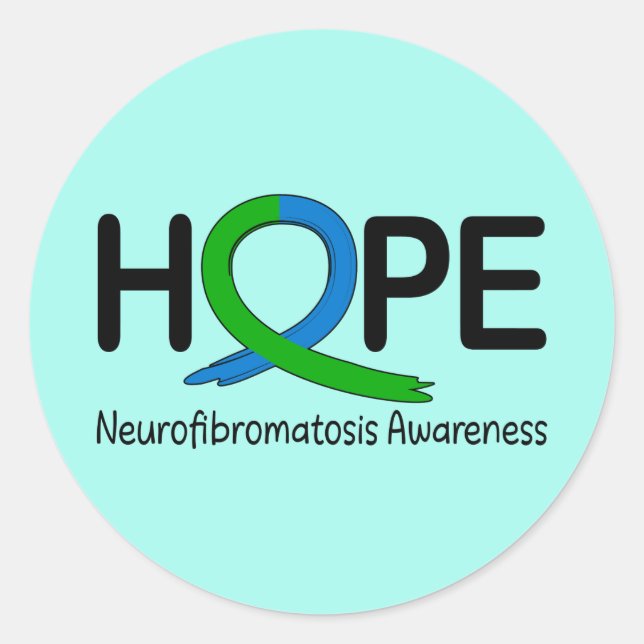 Neurofibromatosis Awareness Ribbon of Hope Classic Round Sticker (Front)