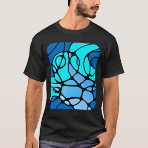 Neurografik blau modernes abstraktes Design T-Shirt