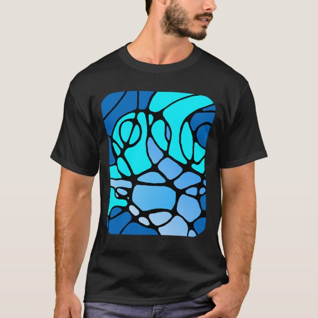 neurographic blue modern abstract design T-Shirt (Front)