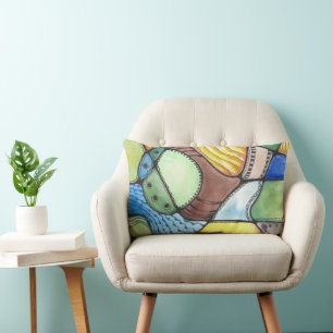 Neurographic Colourful Art Lumbar Cushion