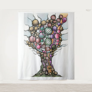 Neurographic Tree of Life Abstract Art Tapestry