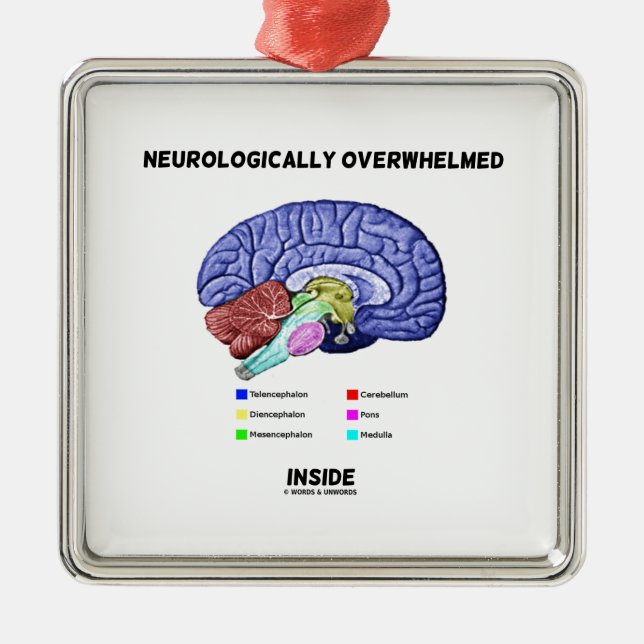Neurologically Overwhelmed Inside (Brain Humour) Metal Tree Decoration (Front)
