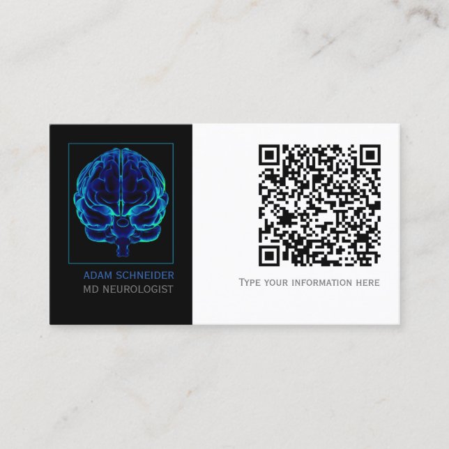 Neurologist Blue Brains Medical QR CODE Business C Business Card (Front)