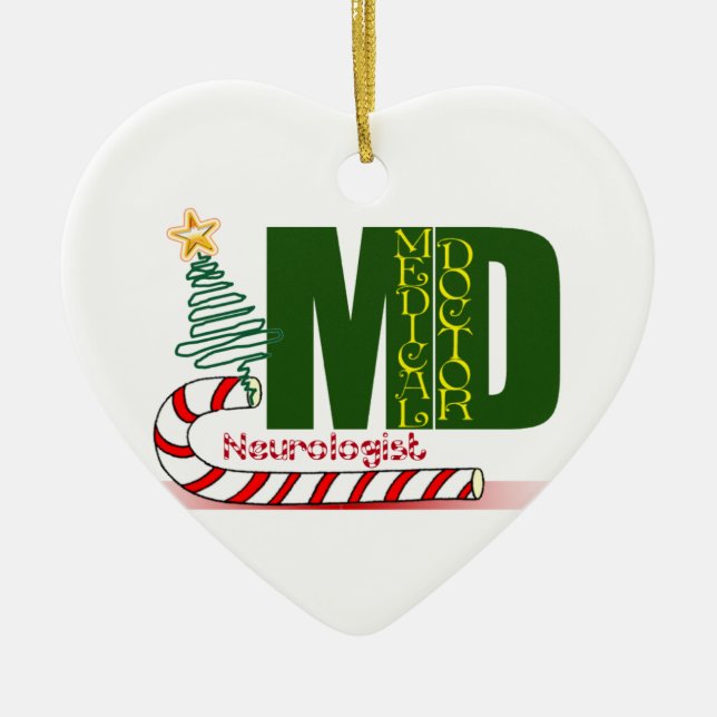 NEUROLOGIST MERRY CHRISTMAS NEUROLOGY CERAMIC TREE DECORATION (Front)